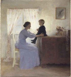 A Mother and Child in an Interior by Peder Vilhelm Ilsted
