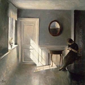 Girl Reading a Letter in an Interior by Peder Vilhelm Ilsted