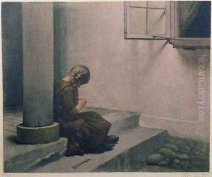 Girl Sitting on the Steps by Peder Vilhelm Ilsted