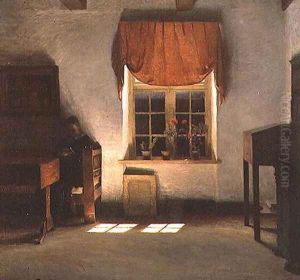 Woman Reading in a Sunlit Interior by Peder Vilhelm Ilsted