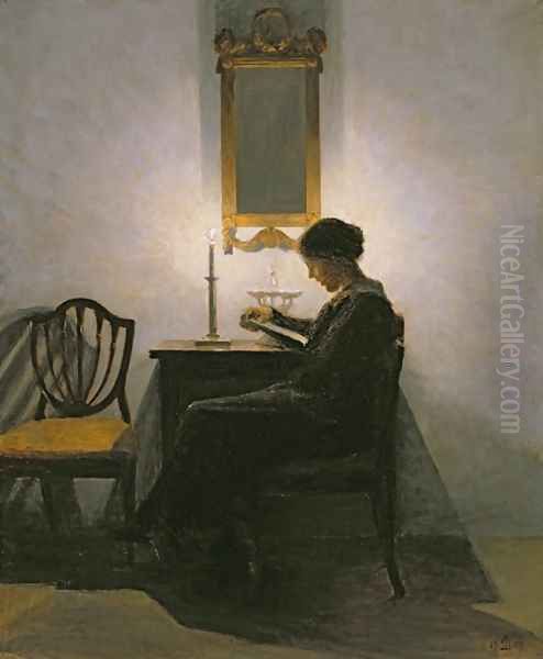 Woman reading by candlelight1 - view 1