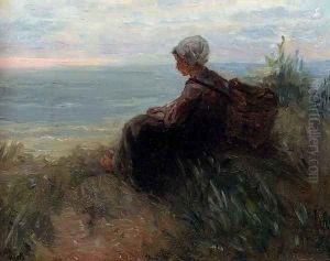 A Fishergirl On A Dunetop Overlooking The Sea by Jozef Israels