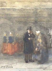 A patron at the orphanage by Jozef Israels
