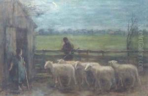 Het binnendrijven der schapen guiding the flock home