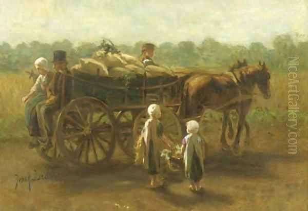 A peasant couple on a horse cart - view 1
