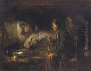 The sick neighbour by Jozef Israels