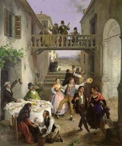 A Wedding at Brianza by Angelo Inganni