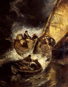 Boat in a storm by Eugene Isabey