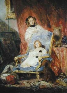Madame Eugene Isabey and her Daughter by Eugene Isabey