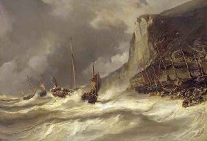 Storm on the Coast at Etretat Normandy by Eugene Isabey