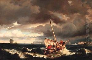 Shipping on stormy seas by Eugene Isabey