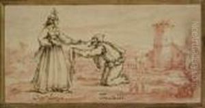 Lucia And Trastullo by Jacques Callot