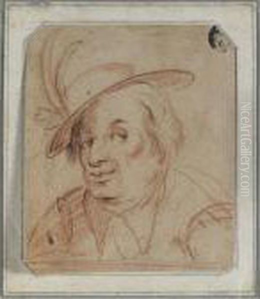 [red Chalk And Pen And Black Ink, The Corners Cut] - view 1