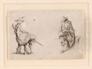 Two Seated Figures by Jacques Callot
