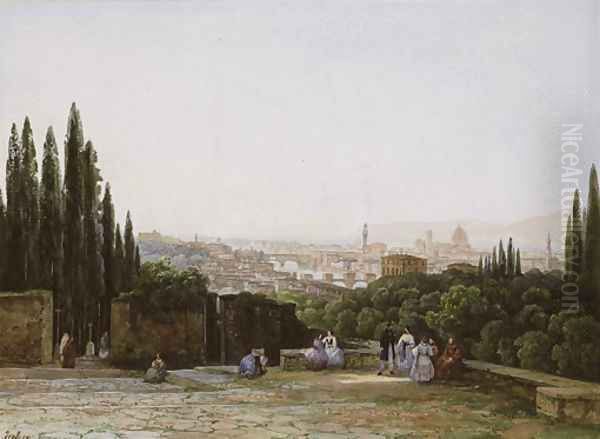 View of Florence from the Boboli Gardens with the Ponte Vecchio and the Palazzo Vecchio, and the dome of Santa Maria del Fiore - view 1