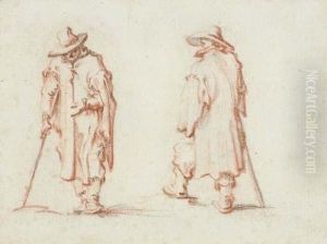 Two Men In Hats And Long Coats by Jacques Callot