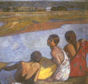 Gypsy Girls by the Banks of Lapos 1909 by Bela Ivanyi Grunwald