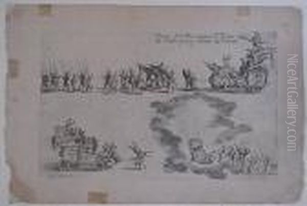 ''entree De Monseigneur Le 
Prince De Pfalrzbourg Renant De Combat''- Etching, Very Good Condition. 6
 X 9 3/8'' - view 1