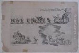 ''entree De Monseigneur Le 
Prince De Pfalrzbourg Renant De Combat''- Etching, Very Good Condition. 6
 X 9 3/8'' by Jacques Callot