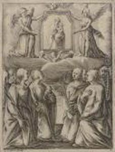 L'adoration De La Ste Vierge Ou La Vierge Et L'enfant Jesus by Jacques Callot