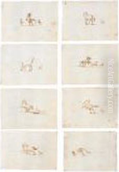 Eight Studies Of Horses In Various Poses - view 1