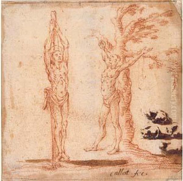 Etude Pour Le Martyre De Saint Sebastien Et Saint Bartholome;
Croquis De Chats - view 1