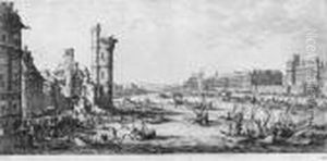 Les Deux Grandes Vues De Paris: Vue Du Louvre; And Vue Du Pont Neuf(l. 667-8) by Jacques Callot