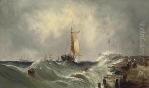Shipping In A Heavy Swell Off The Pier At Boulogne