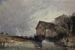 Woman Washing By A Stream Woman Washing By A Stream