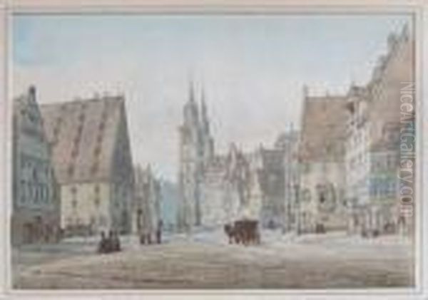 View Of Nuremberg Market Squarewith Figures By A Pump - view 1