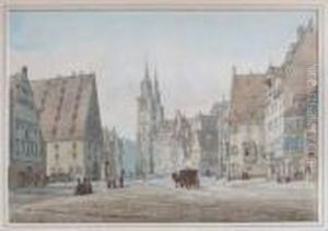 View Of Nuremberg Market Squarewith Figures By A Pump by William Callow