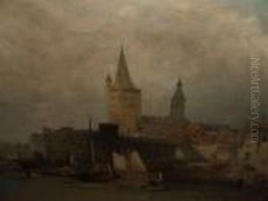 A Continental Riverside Town by William Callow