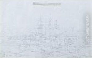 Coastal Landscape With Seamen Loading Ships by William Callow
