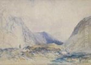 A Highland Scene With Traveller by William Callow