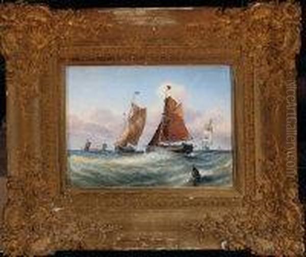 Sailing Vessels Near The Formby Lightship Off Liverpool - view 1