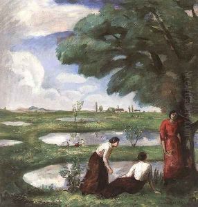 Rest at the Lake Shore by Bela Ivanyi Grunwald
