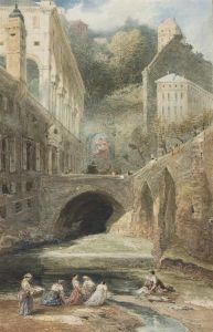 The Temple Of Vesta Above The Falls At Tivoli by William Callow
