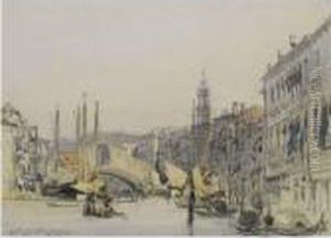 The Grand Canal Looking Towards The Rialto Bridge, Venice by William Callow