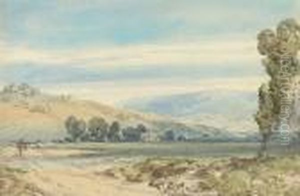 An Extensive Landscape With A Country House Beyond, Figures In The Foreground - view 1