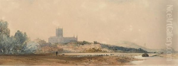 Tewkesbury Abbey From Severn Ham - view 1