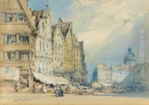 Market Day In A Continental Town by William Callow