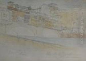 Study Of The Ponte Vecchio Florence by William Callow