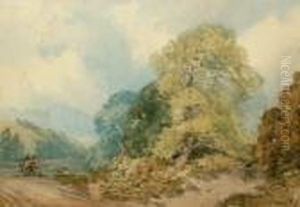 Figures On A Rural Track by William Callow