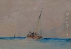 Sailing Boat In Calm Sea by William Callow