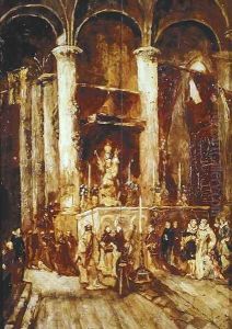 Procession in a Church by Jean-Baptiste Isabey