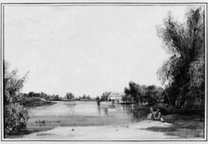Deux Pendants :- Pecheurs Pres D'un Etang