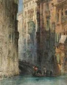 A Gondola On A Venetian Canal, Italy by William Callow