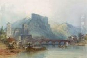 Chteau Huy, On The River Meuse, France by William Callow