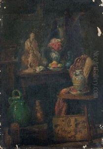 Un Interieur by Adolphe Felix Cals