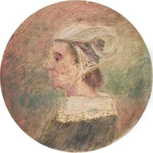 Femme De Profil A La Coiffe by Adolphe Felix Cals